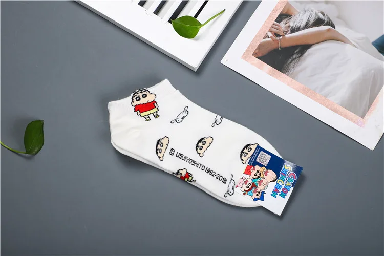 Носки с принтом Аниме Crayon Shin chan Toru Kazama Nohara Himawari Buriburi Zaemon Waniyamasan, женские хлопковые носки с забавными рисунками