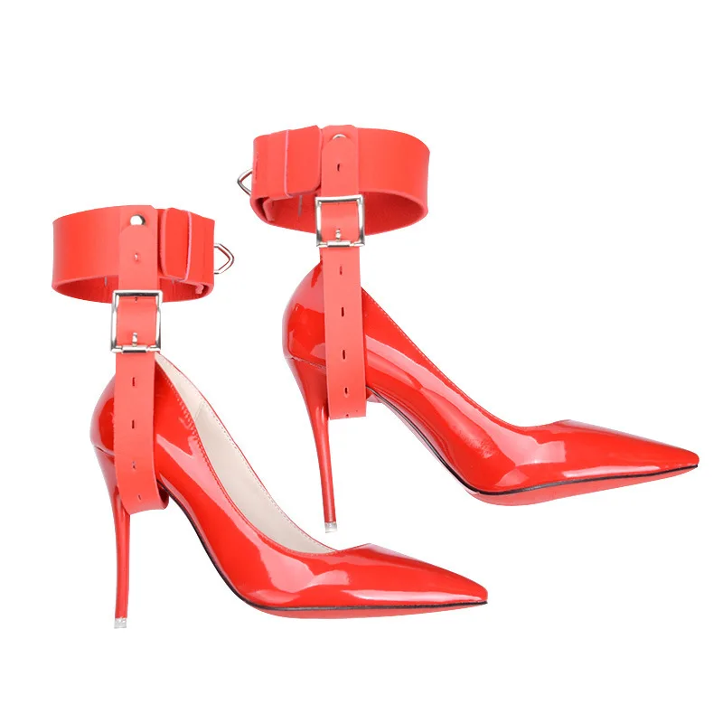 Restrição de Salto Alto Tiras de Couro para Tornozelo BDSM