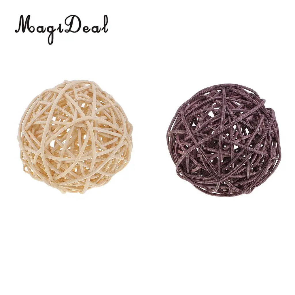  3cm/5cm/7cm Mixed Colors Lovely Wicker Rattan Ball, Christmas Birthday Home Wedding Party Decorations DIY Ornaments Kids Toys
