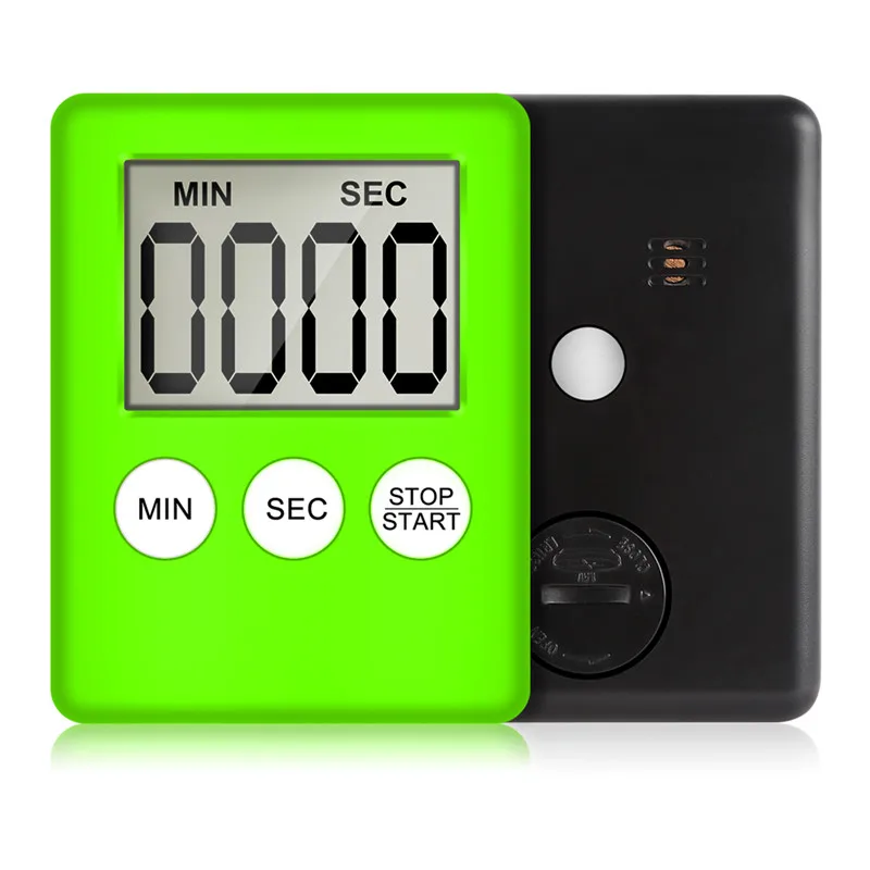 Lcd супер тонкий милый цифровой кухонный таймер цифровой экран кухонный таймер для варки яиц квадратный кухонный будильник прямого и обратного счета магнитные часы - Цвет: Светло-зеленый