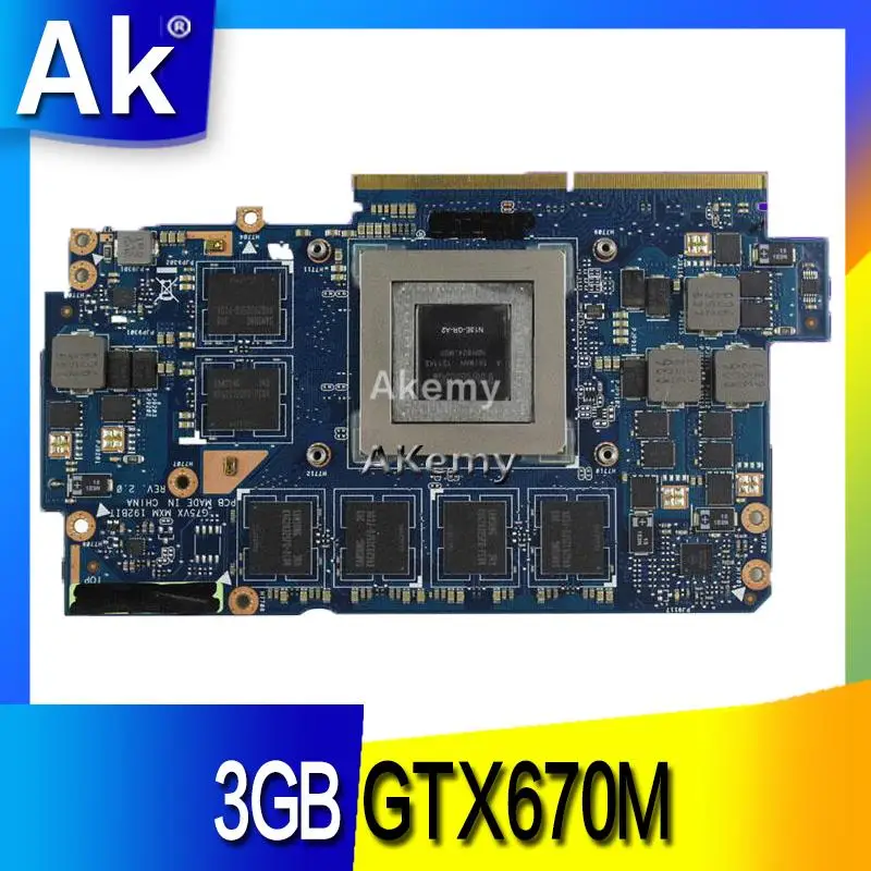 AK بطاقة الفيديو ل ASUS G75V G75VX 3 GB GTX670M أعلى التكوين N13E-GR-A2 الجرافيك بطاقة 100% اختبار اللوحة