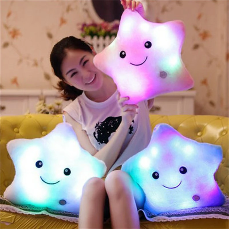 

Led Star Pentacle Pillow Toy Light Up Cushion Sofa Bed Bedroom Plush Night Glow Kids Children Pillow Toys DBP313
