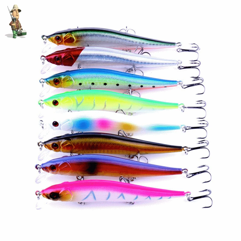  Trolling lure Bent Minow Fishing Lure Hard Plastic Artificial Lures 3D Fish Eye Swim Bait Crankbait