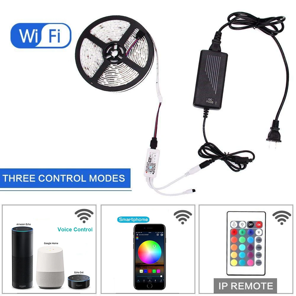 Умный Wi Fi контроллер светильник 5 м 10 15 RGB Светодиодная лента 5050 Водонепроницаемая