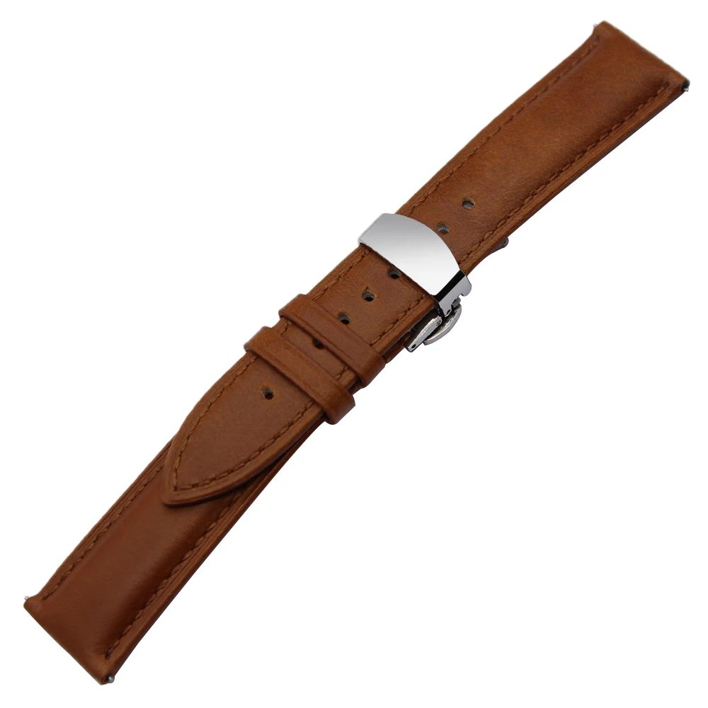 18 мм 20 мм 22 мм импортный ремешок из натуральной телячьей кожи быстросъемный Универсальный Мужской и женский браслет для часов коричневый