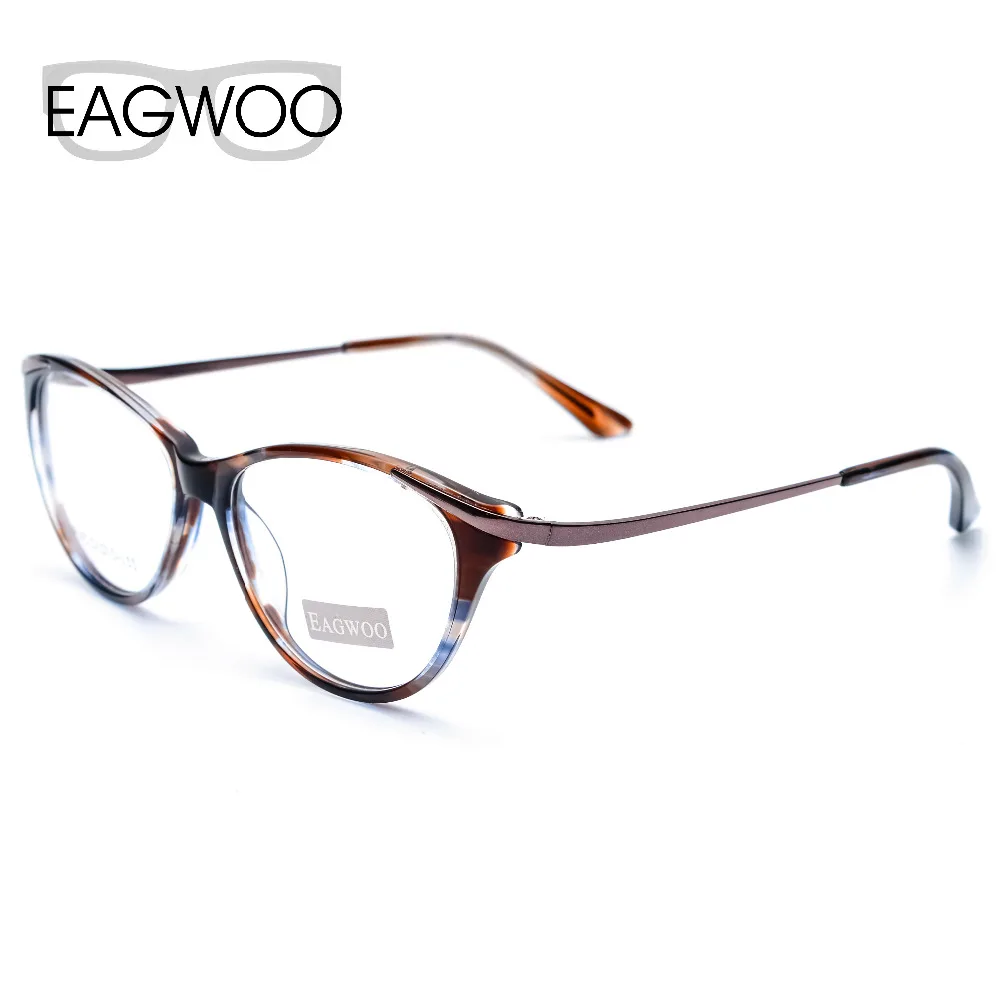EAGWOO, женские дизайнерские очки кошачий глаз, полная оправа, оптическая оправа, по рецепту, модные очки для глаз, Новое поступление, Черепаховые серые 8158