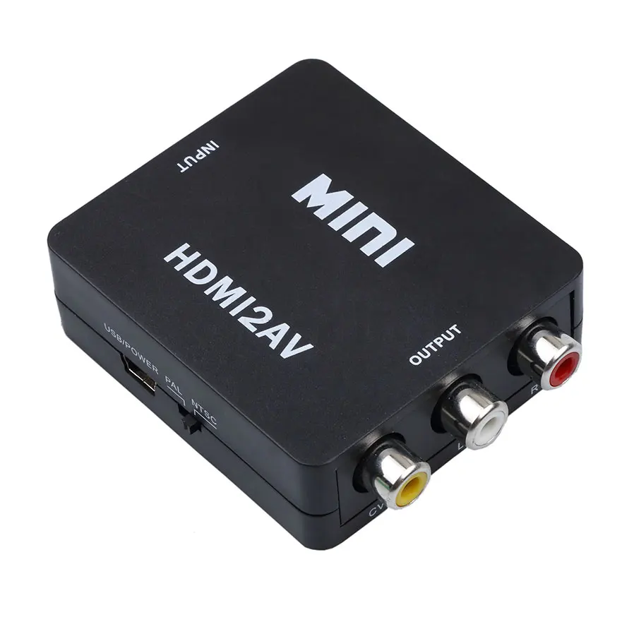 Kebidu 1080P HDMI в RCA AV/CVSB L/R адаптер видео конвертер HDMI2AV адаптер конвертер для NTSC PAL выход HDMI в AV адаптер - Цвет: black