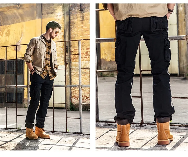 2018 Демисезонный мода плюс Размеры Мужские брюки карго Повседневное Для мужчин s Пант нескольких Карманный брюки Для мужчин длинные штаны