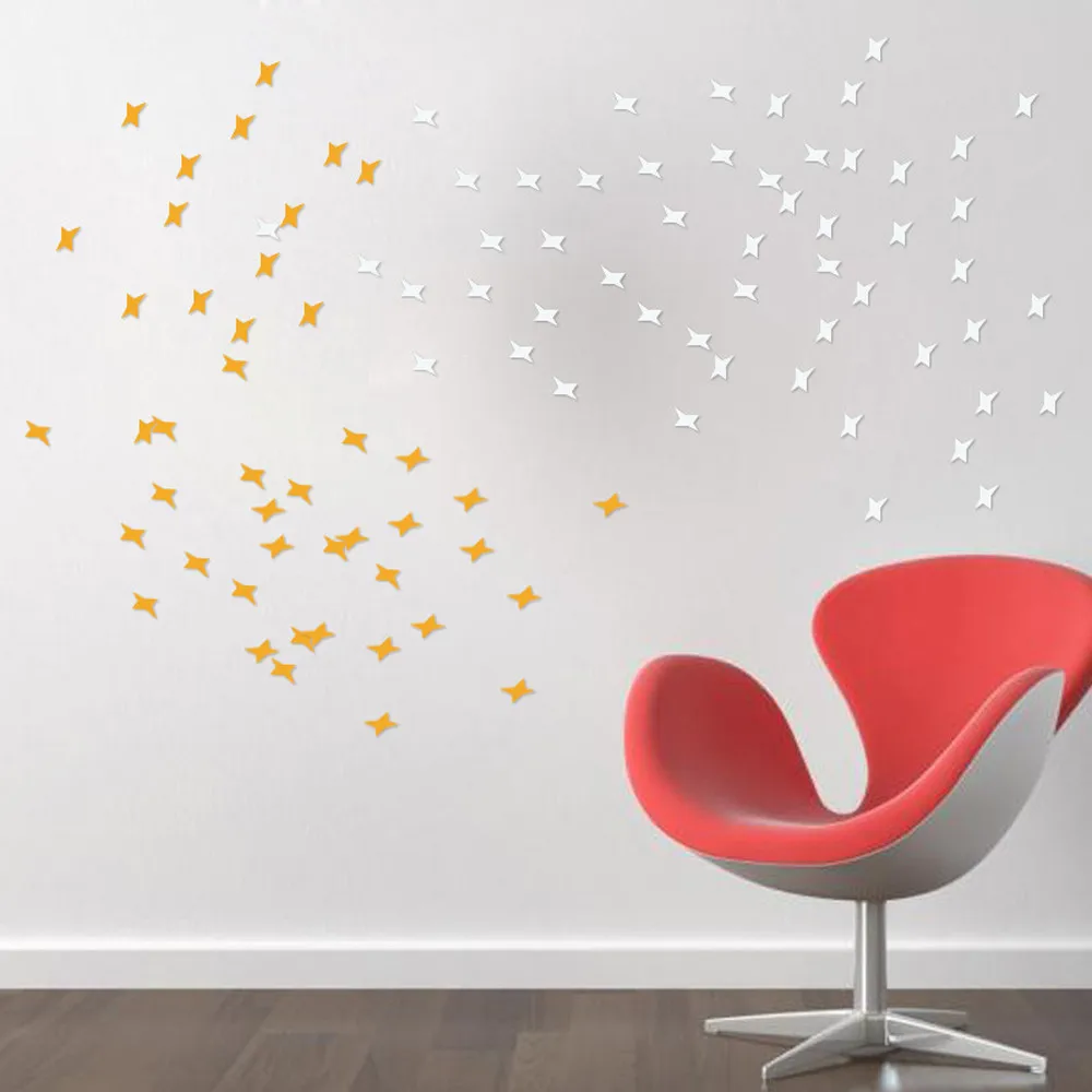 

50pcs Stars Sky 3D Mirror Sticker Wall Room Removable glowing stars Art Mural DIY Wall Sticker vinilos decorativos para paredes