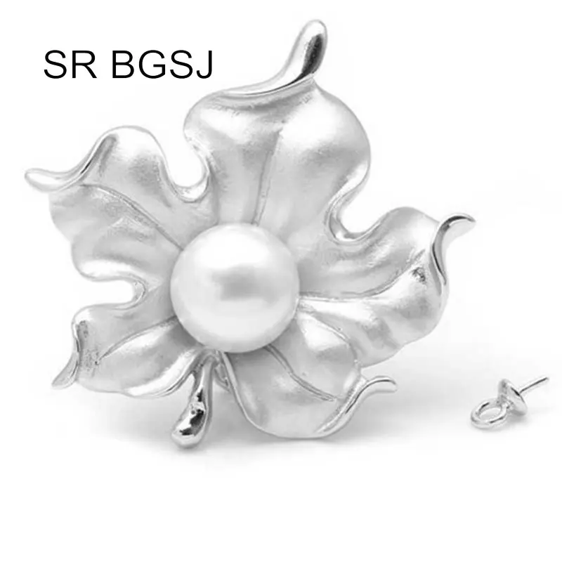 

Free Shipping Jewelry DIY Flower S925 Silver Freshwater Pearl Long Drop Neclace Contact Clasp 31.5mm