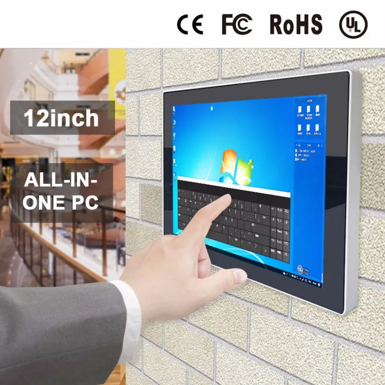 

All in one pc computer 2mm ultra-thin LED Panel PC 4:3 with 12" Industrial-grade 5-wire resistive touch screen Intel C1037K