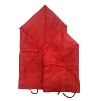 

10pcs/lot Red Linen Jute Bags Wedding Party Favor Burlap Gift bag Drawable Jewelry Pouch Bag Nice Candy Bracelet Packaging Bags