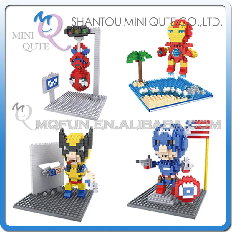 

Mini Qute HSANHE 4 styles 3D Marvel Avenger Spiderman Scene diamond plastic building block gift figures educational toy