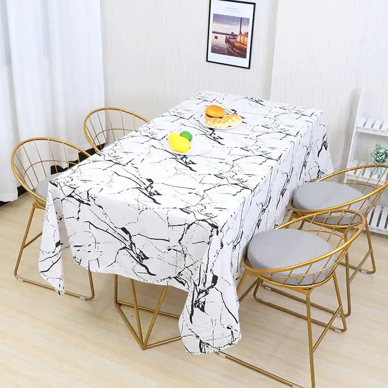 Marble Printed Tablecloth Cotton Linen Table Cover Dinning Hotel Home Decor