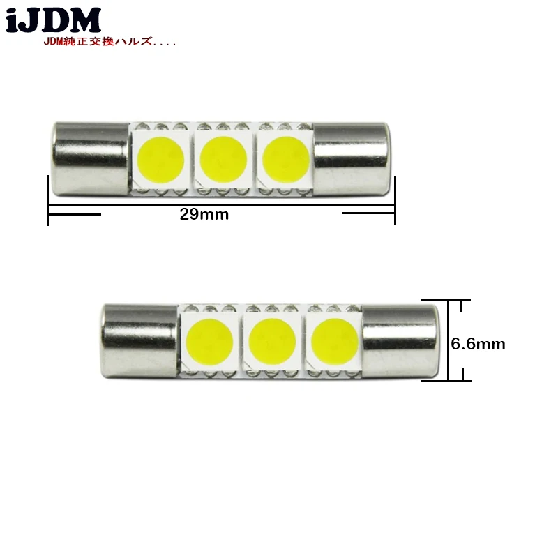 IJDM автомобильное Внутреннее освещение 3-SMD 29 мм 6614 светодиодный Сменные лампы для автомобиля, внедорожника, грузовика, солнцезащитный козырек, зеркальные лампы, белый, красный