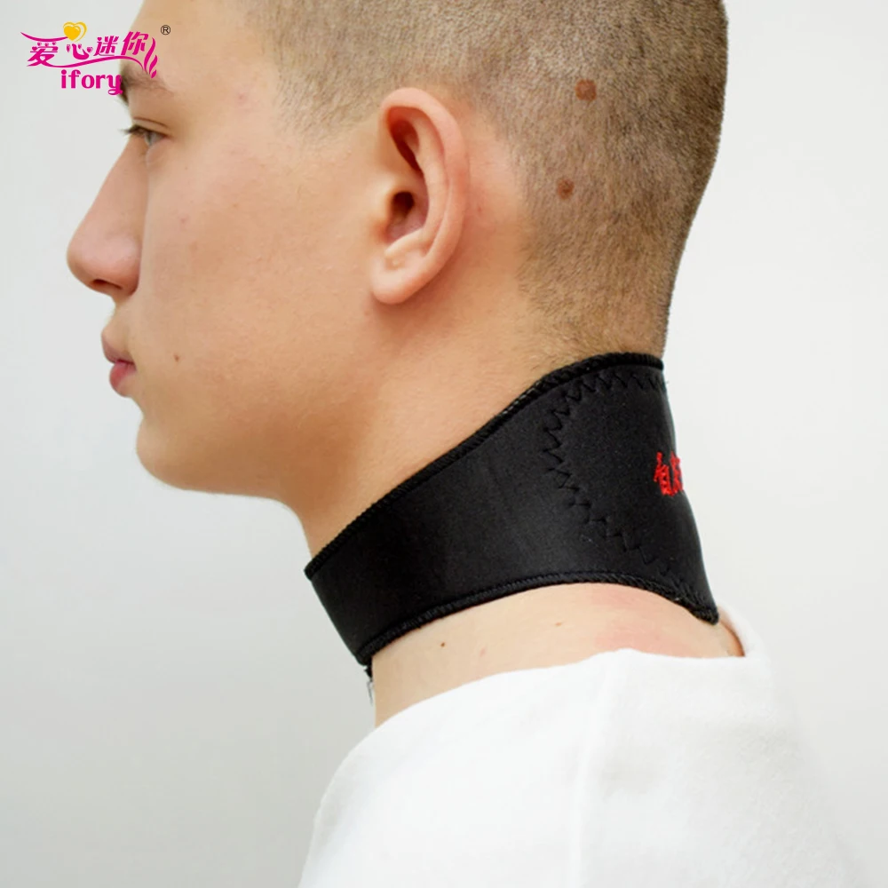 Ifory 2 Pcs Self-heating Tourmaline Neck Magnetic Therapy Support Belt Black Protect Band Neck Support Massage Health Care 3