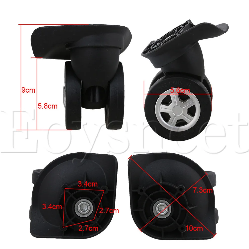 2 Pieces Black Luggage Replacement DIY Swivel Casters Wheelsin Casters