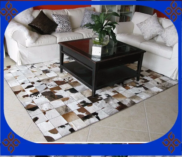 

Fashionable art carpet 100% natural genuine cowhide leather rugs for sale
