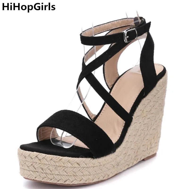 

HiHopGirls 2019 Summer New Roman Women Wedge Shoes High Quality Muffin Bottom Dress OR Catwalk Shoes Fashion Woman Wedge Sandals
