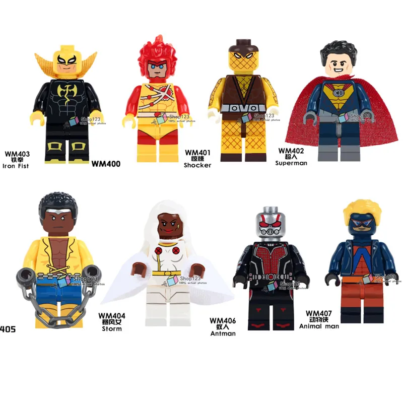 

Building Blocks Single Sale Iron Fist Shocker Storm Superman Firestorm Marvel Super Hero Brick Collection Gift Toys For Children