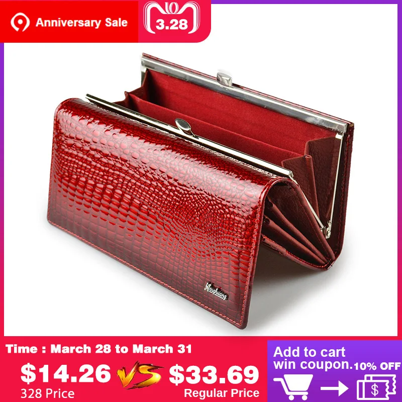 HH Alligator Womens Clutch Wallets Luxury Patent Crocodile Genuine Leather Ladies Clutch Purse Hasp Long  Multifunctional Wallet