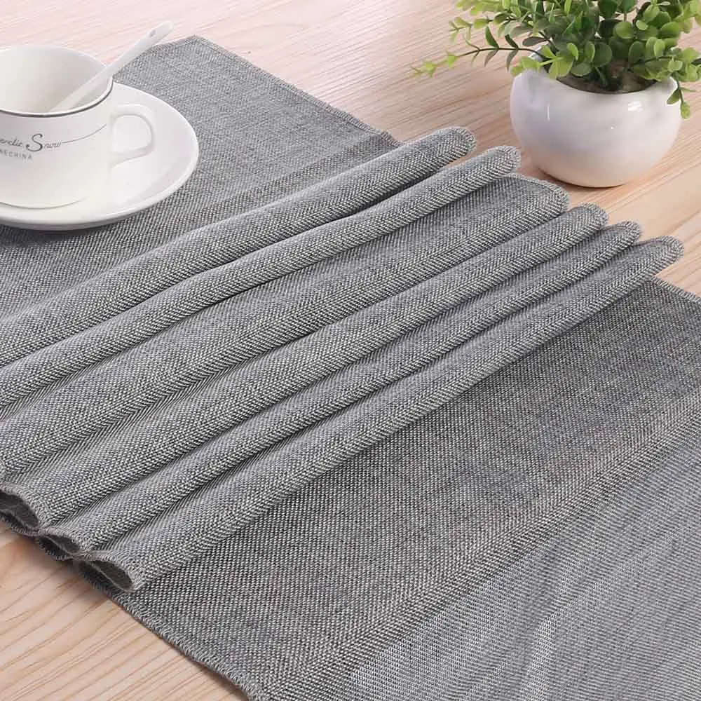 

New Arrival 30*275cm Multi Size Grey/Khaki Rectangle Imitation Linen Cloth Table Runner For Christmas Festival Party Decoration
