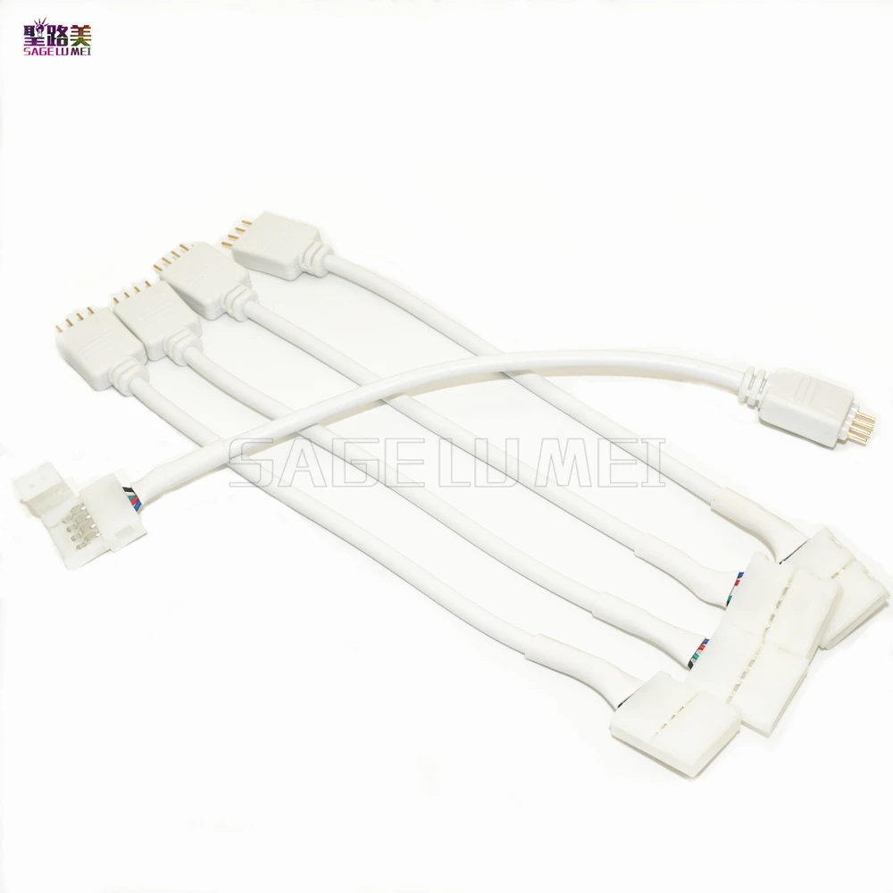 

5pcs 4 Pin 5050 RGB LED Strip Male Connector Cable TO 10mm 4PIN PCB Control Cable for led strip lights tape ribbon connect