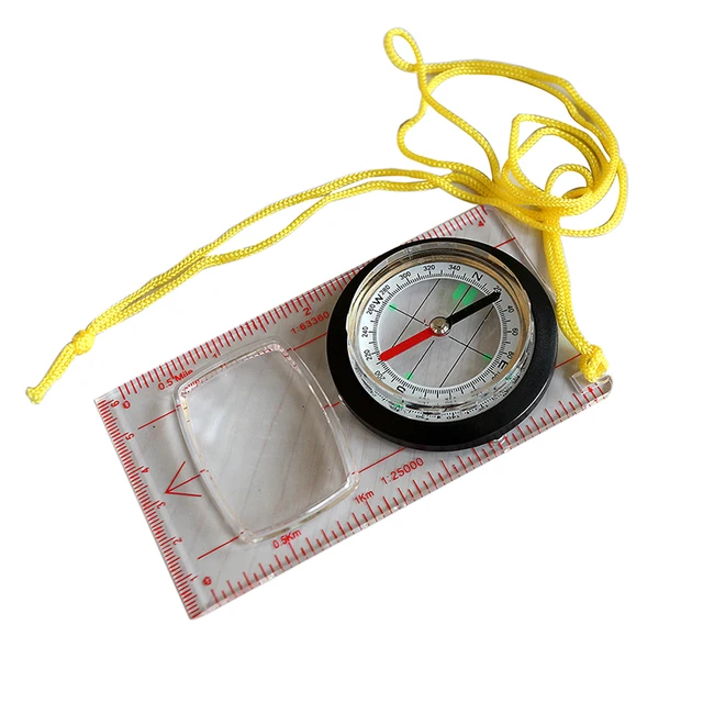 US $2.12 Outdoor Baseplate Ruler Compass Scouts Camping Hiking Map Scale Compass Magnifier Distance Caculati