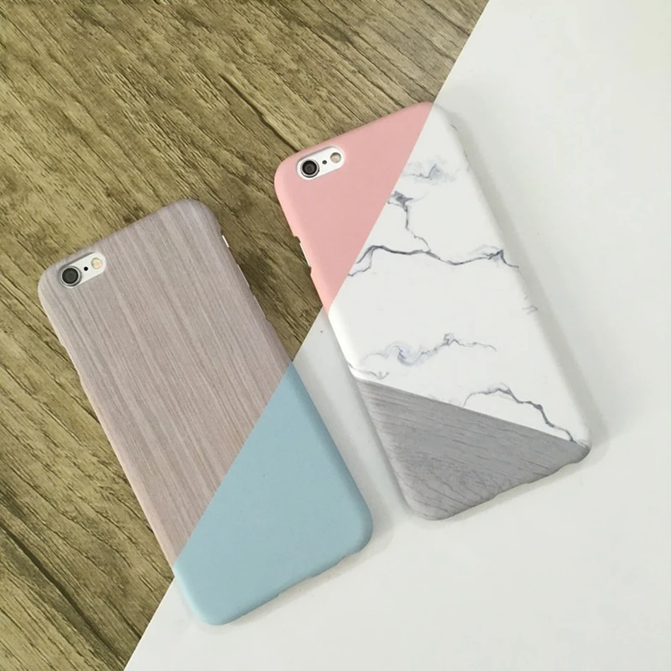 DOEES For iPhone 6 6s Case For iPhone 7 7 Plus Ultra Thin Cover For iPhone5 5s SE Case Marble Wood Patterned Coverage For iPhone 4