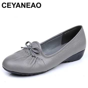 

CEYANEAO 2019 Genuine Leather Flat Shoes Woman Loafers Female Solid Comfortable Casual Women Shoes Women FlatsE1709