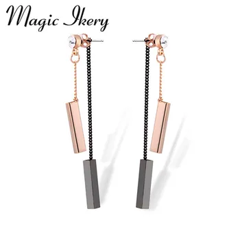 Tanie Magia Ikery Biżuteria Z Pudełkiem Luksusowe Popularne Tassales Długie Kolczyki Biżuteria Rose Kolczyki W Kolorze Złota Dla Kobiet Prezenty MKY357