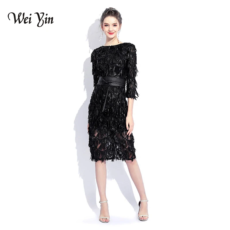tea length black lace dress