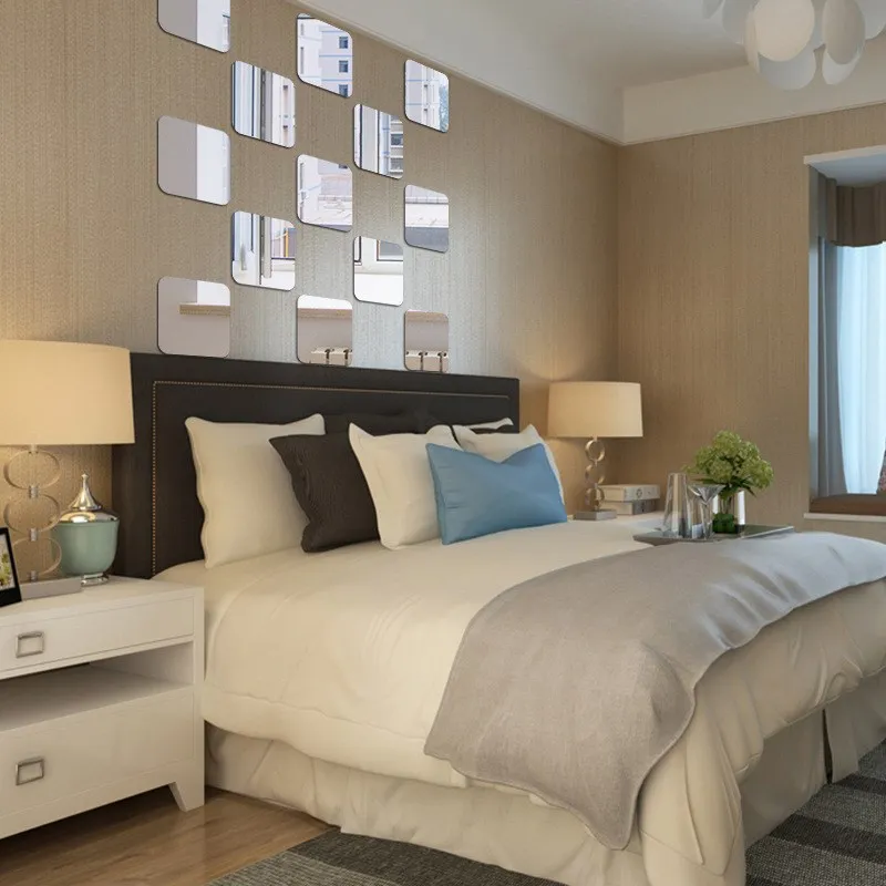 Espejo de pared autoadhesivo para pegar espejos cuadrados de arco adhesivo para cuarto de baño espejo creativo para decoración casera Diy