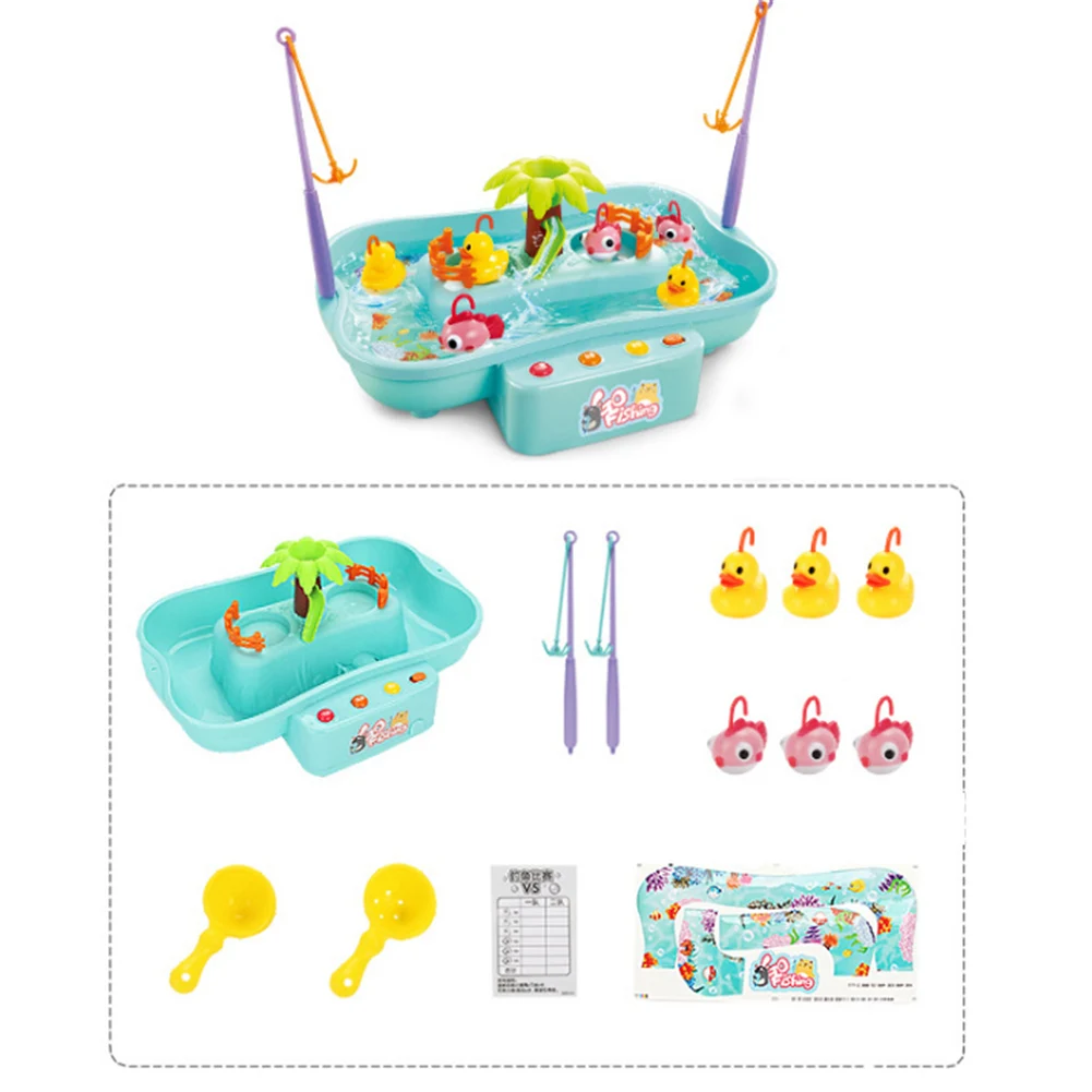 Вращающаяся в воде игрушка для рыбалки с музыкой и светильник, игра для рыбалки с уткой, электрическая игрушка для детей, игрушки для девочек и мальчиков, подарки