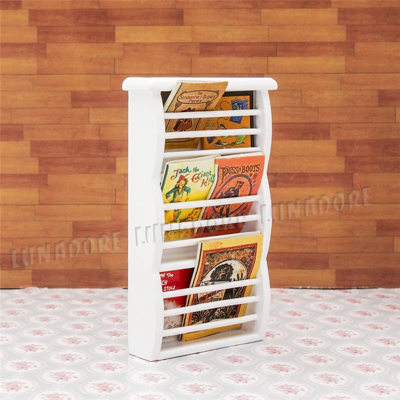 Dollhouse Books Newspapers Shelf Magazine Rack Miniature Accessories