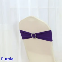 Фиолетовые стулья из спандекса с блестящими круглые пряжки для чехлов на стулья лента лайкра пояс галстук-бабочка для свадьбы украшения