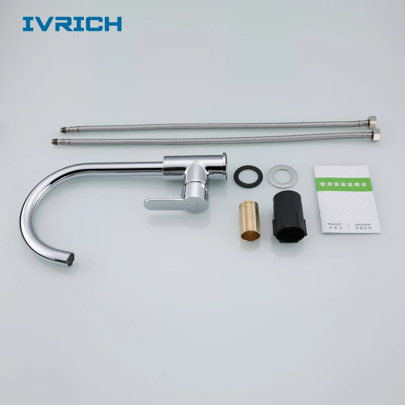 IVRICH Chrome Plating Brass Kitchen Faucet No Splash Soft Effluent 59 Grade Brass Ceramic Valve Core VR6314 IVRICH Chrome Plating Brass Kitchen Faucet No Splash Soft Effluent 59 Grade Brass Ceramic Valve Core VR6314