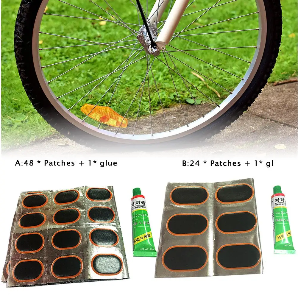 48 Pcs+1 Glue High Quality Round Motorcycle battery car mountain bike tire Rubber Patch Piece Cycling Puncture Repair Tools Kits 48 Pcs+1 Glue High Quality Round Motorcycle battery car mountain bike tire Rubber Patch Piece Cycling Puncture Repair Tools Kits