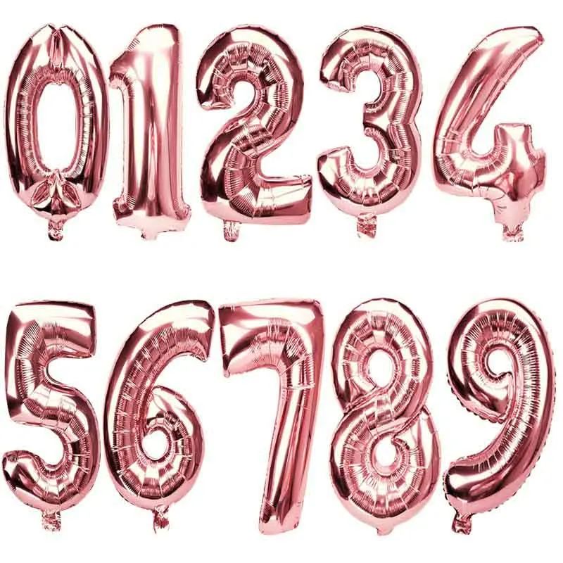 Большие цифры шары цифры балон гелий розовое золото декоративные шары для дня рождения воздушный шар Дети деко день рождения - Цвет: Rose gold