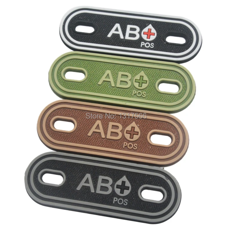

(Pair) Blood Type PVC Patch Luminous Rubber Shoelace Patches Military Tactical Armband Sticker Sewing Applique For Clothing Shoe