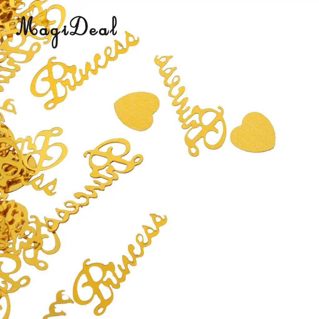 MagiDeal Lovely 1 Bag 15g Glitter PRINCESS Heart Confetti Foil Craft for Girls Birthday Hen Night Party Decor Gold/Silver/Purple