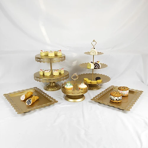 Золотой белый торт стенд Свадебный кекс стенд набор стеклянный купол Кристалл конфеты бар инструменты для украшения торта Формы для выпечки Набор 3-19 шт - Цвет: 5pcs gold