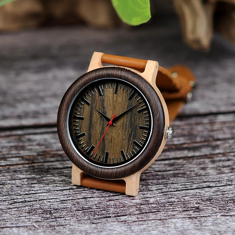 BOBO BIRD High Quantity Mens Wooden Quartz Watch Male Wristwatch Men with Leather Strap as Gift Customized Logo relojes hombre