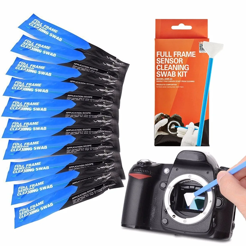 

Free Shipping Full Frame Sensor Cleaning Swabs 10pcs/lot for Canon Nikon Sony Pentax dslr CCD/CMOS cleaning