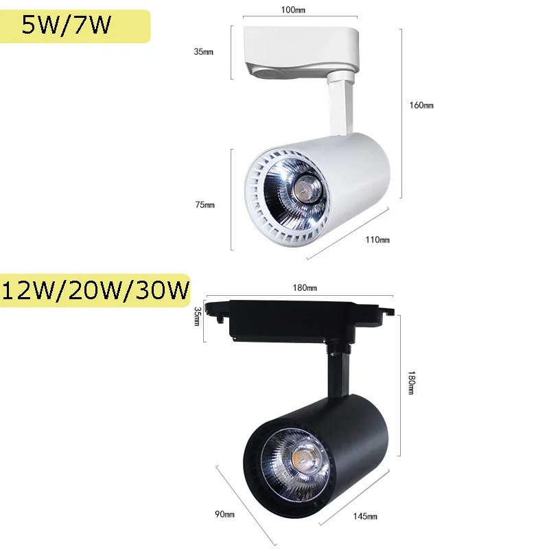 LED Track Light 5W 7W 12W 20W 30W COB Rail Spotlights AC 220V 15degree 24degree for Clothing Stores Showrooms Supermarkets (9)