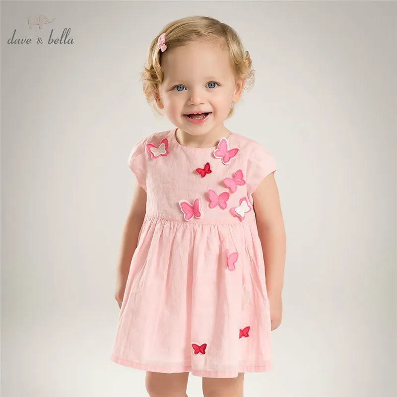 DB5067 dave bella летнее платье принцессы для маленьких девочек с аппликацией бабочки