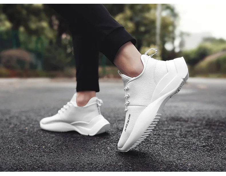 New Spring Autumn Man Walking Shoes Leather Breathable Korean Waterproof Student Damping Wear-resistant Running Shoes for Male (4)