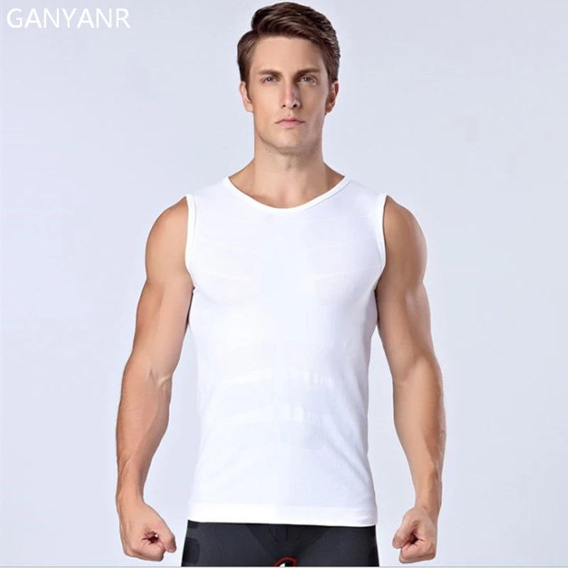 

GANYANR Brand Running Vest Tank Top Men Sportswear Yoga Tee Shirt Fitness Singlet Sport Workout Tights Training Bodybuilding Gym