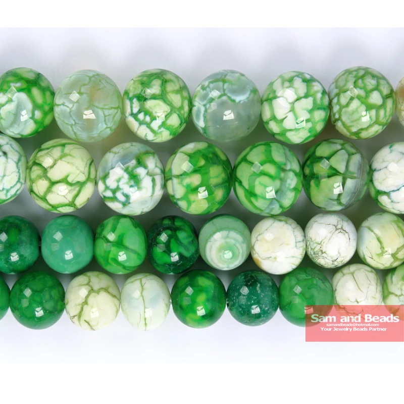 

Natural Stone Green Fire Dragon Veins Agates Round Loose Beads 6 8 10 12MM Pick Size For Jewelry Making GFDV01