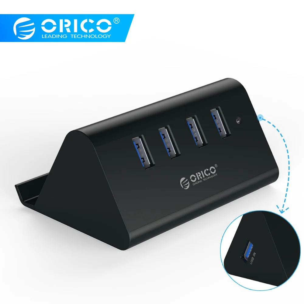 ORICO SHC-U3 высокоскоростной мини 4 порта USB 3,0 концентратор с держателем телефона планшета-черный/белый